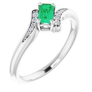 Chatham® Created Emerald & .04 CTW Diamond Ring