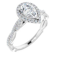 Load image into Gallery viewer, 8x5 mm Pear Forever One™ Moissanite &amp; 1/4 CTW Diamond Engagement Ring
