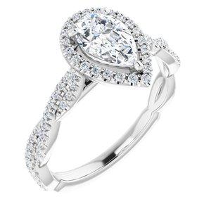 8x5 mm Pear Forever One™ Moissanite & 1/4 CTW Diamond Engagement Ring