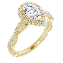Load image into Gallery viewer, 8x5 mm Pear Forever One™ Moissanite &amp; 1/4 CTW Diamond Engagement Ring
