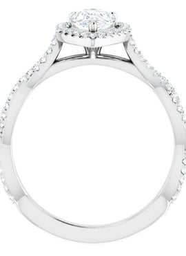 8x5 mm Pear Forever One™ Moissanite & 1/4 CTW Diamond Engagement Ring