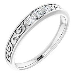 3/4 CTW Diamond Three-Stone Scroll Ring