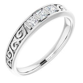 3/4 CTW Diamond Three-Stone Scroll Ring