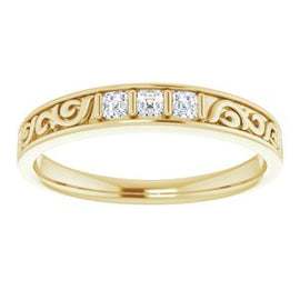 3/4 CTW Diamond Three-Stone Scroll Ring