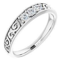 Load image into Gallery viewer, 3/4 CTW Diamond Three-Stone Scroll Ring
