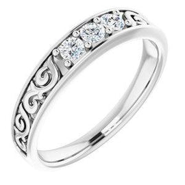 3/4 CTW Diamond Three-Stone Scroll Ring