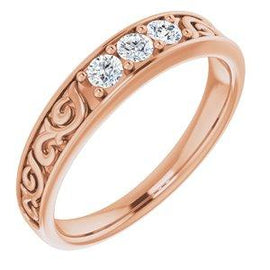 3/4 CTW Diamond Three-Stone Scroll Ring