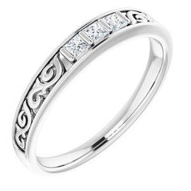 3/4 CTW Diamond Three-Stone Scroll Ring