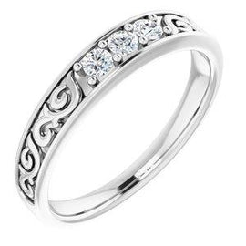 3/4 CTW Diamond Three-Stone Scroll Ring