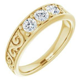 3/4 CTW Diamond Three-Stone Scroll Ring