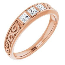 3/4 CTW Diamond Three-Stone Scroll Ring