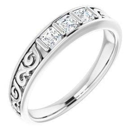 3/4 CTW Diamond Three-Stone Scroll Ring