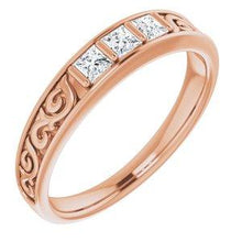 Load image into Gallery viewer, 3/4 CTW Diamond Three-Stone Scroll Ring
