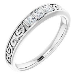3/4 CTW Diamond Three-Stone Scroll Ring