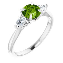 Load image into Gallery viewer, 14K White Natural Peridot &amp; 1/4 CTW Natural Diamond Ring
