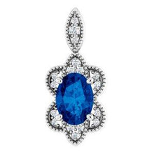 Load image into Gallery viewer, Blue Sapphire &amp; .06 CTW Diamond Pendant
