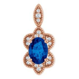 Blue Sapphire & .06 CTW Diamond Pendant