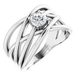 3/8 CT Lab-Grown Pink Diamond Solitaire Criss-Cross Ring