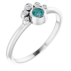 Chatham® Lab-Created Alexandrite & .04 CTW Diamond Ring