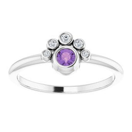 Chatham® Lab-Created Alexandrite & .04 CTW Diamond Ring