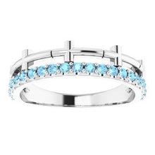Load image into Gallery viewer, Aquamarine Stackable Cross Ring
