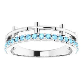 Aquamarine Stackable Cross Ring