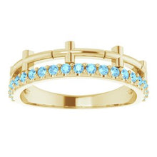 Load image into Gallery viewer, Aquamarine Stackable Cross Ring
