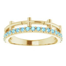Aquamarine Stackable Cross Ring
