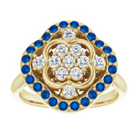 Blue Sapphire & 1/3 CTW Diamond Ring