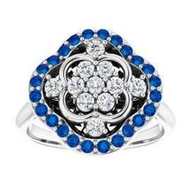 Blue Sapphire & 1/3 CTW Diamond Ring