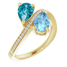 Load image into Gallery viewer, Aquamarine, London Blue Topaz &amp; 1/8 CTW Diamond Ring
