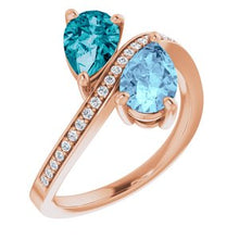 Load image into Gallery viewer, Aquamarine, London Blue Topaz &amp; 1/8 CTW Diamond Ring
