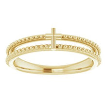 Load image into Gallery viewer, Milgrain Stackable Cross Ring
