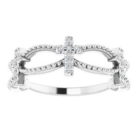 .08 CTW Diamond Stackable Cross Ring