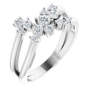 1/2 CTW Diamond Cluster Bypass Ring