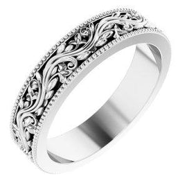 6 mm Sculptural-Inspired Band with Milgrain