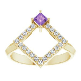 Chatham® Created Alexandrite & 1/5 CTW Diamond Geometric Ring