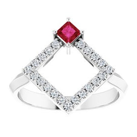 Chatham® Created Alexandrite & 1/5 CTW Diamond Geometric Ring