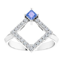 Load image into Gallery viewer, Chatham® Created Alexandrite &amp; 1/5 CTW Diamond Geometric Ring
