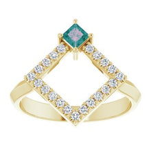 Load image into Gallery viewer, Chatham® Created Alexandrite &amp; 1/5 CTW Diamond Geometric Ring
