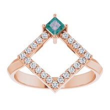 Load image into Gallery viewer, Chatham® Created Alexandrite &amp; 1/5 CTW Diamond Geometric Ring
