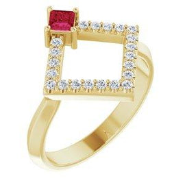 Chatham® Created Alexandrite & 1/5 CTW Diamond Geometric Ring