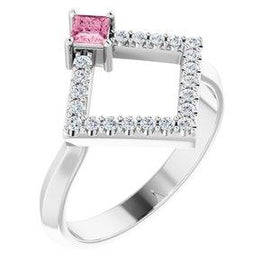 Chatham® Created Alexandrite & 1/5 CTW Diamond Geometric Ring