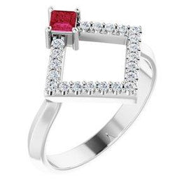 Chatham® Created Alexandrite & 1/5 CTW Diamond Geometric Ring