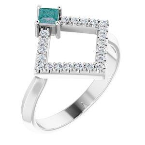 Chatham® Created Alexandrite & 1/5 CTW Diamond Geometric Ring