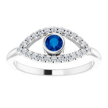 Load image into Gallery viewer, Blue Sapphire Sapphire Evil Eye Ring
