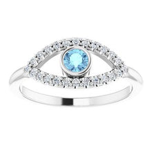 Load image into Gallery viewer, Blue Sapphire Sapphire Evil Eye Ring
