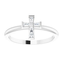 Load image into Gallery viewer, 1/10 CTW Diamond Stackable Cross Ring
