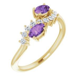 Amethyst & 1/5 CTW Diamond Ring