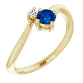 Blue Sapphire & .025 CTW Diamond Ring